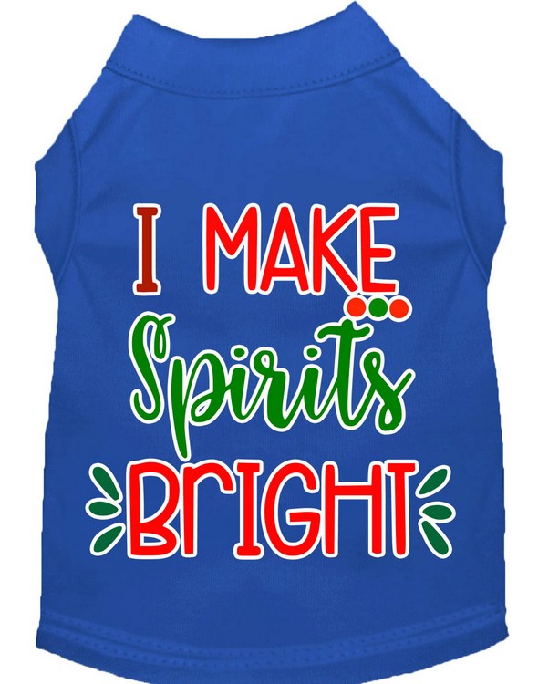 I Make Spirits Bright Screen Print Dog Shirt Blue XS